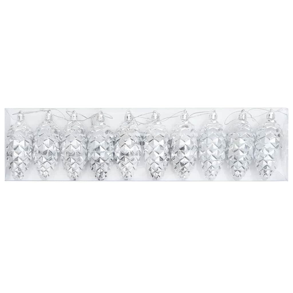 Božićna kuglica s četinicom 40 pcs Srebrno Plastika