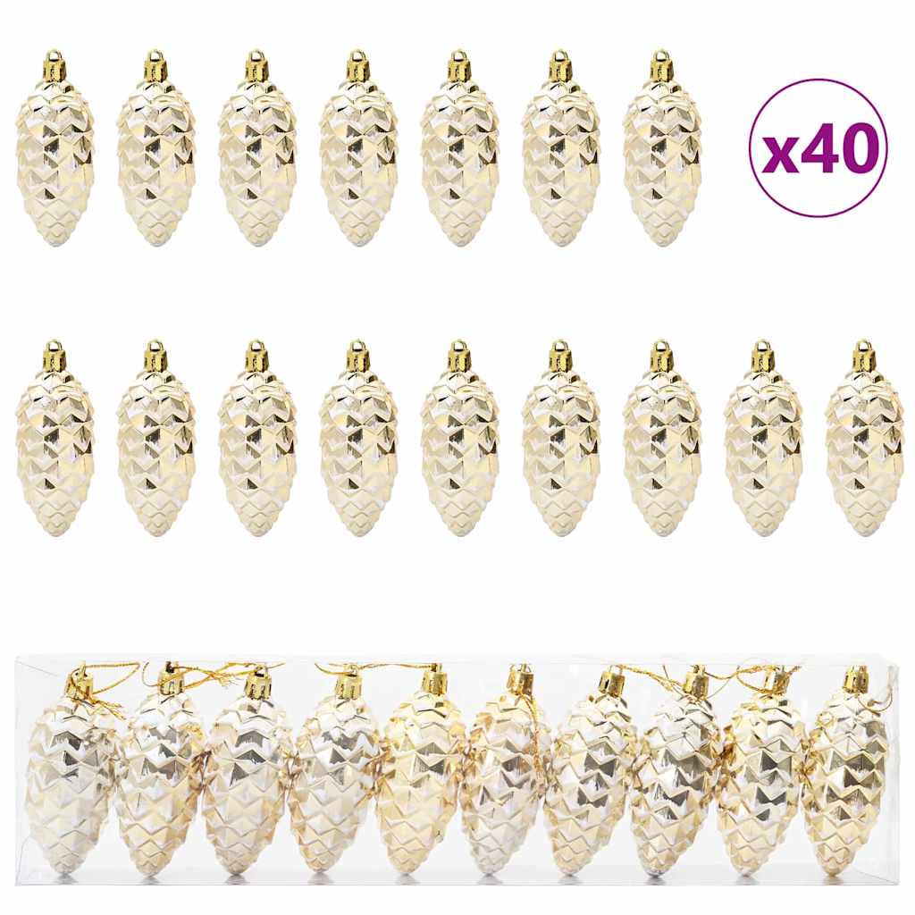 Božićna kuglica s četinicom 40 pcs Zlatno Plastika