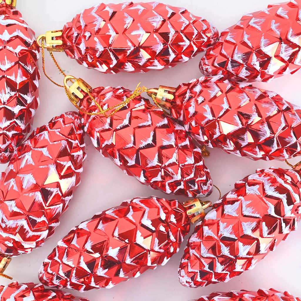 Božićna kuglica s četinicom 40 pcs Crvena Plastika