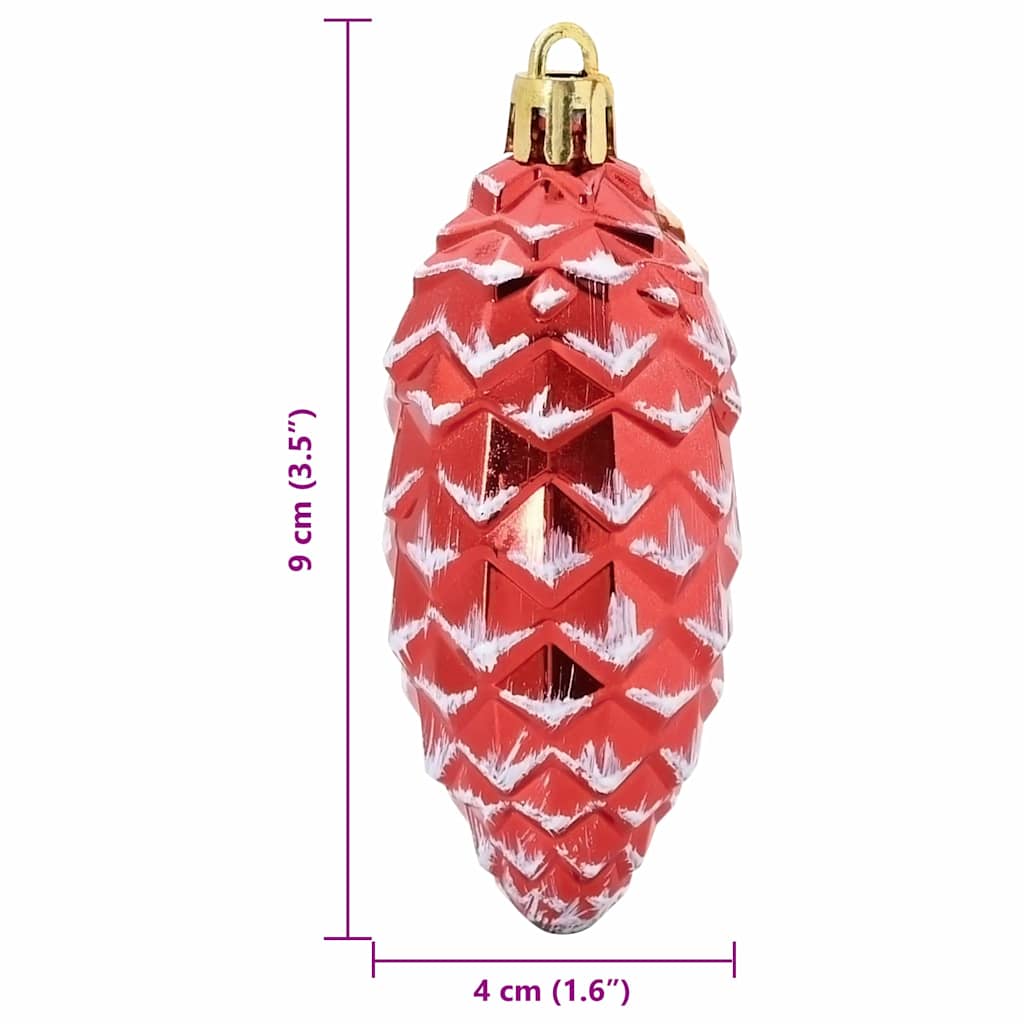 Božićna kuglica s četinicom 40 pcs Crvena Plastika