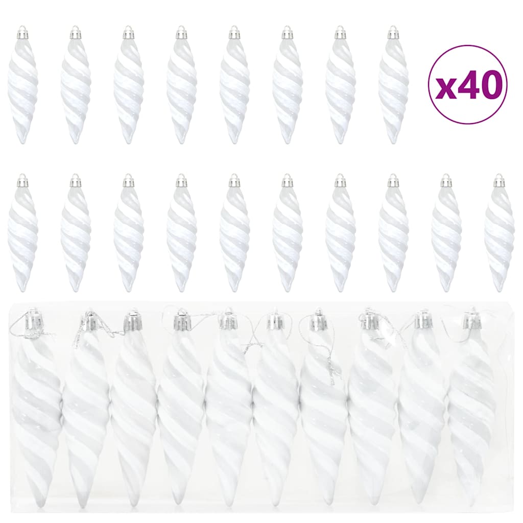 Božićna spirala u obliku kugle 40 pcs Bijelo Plastika