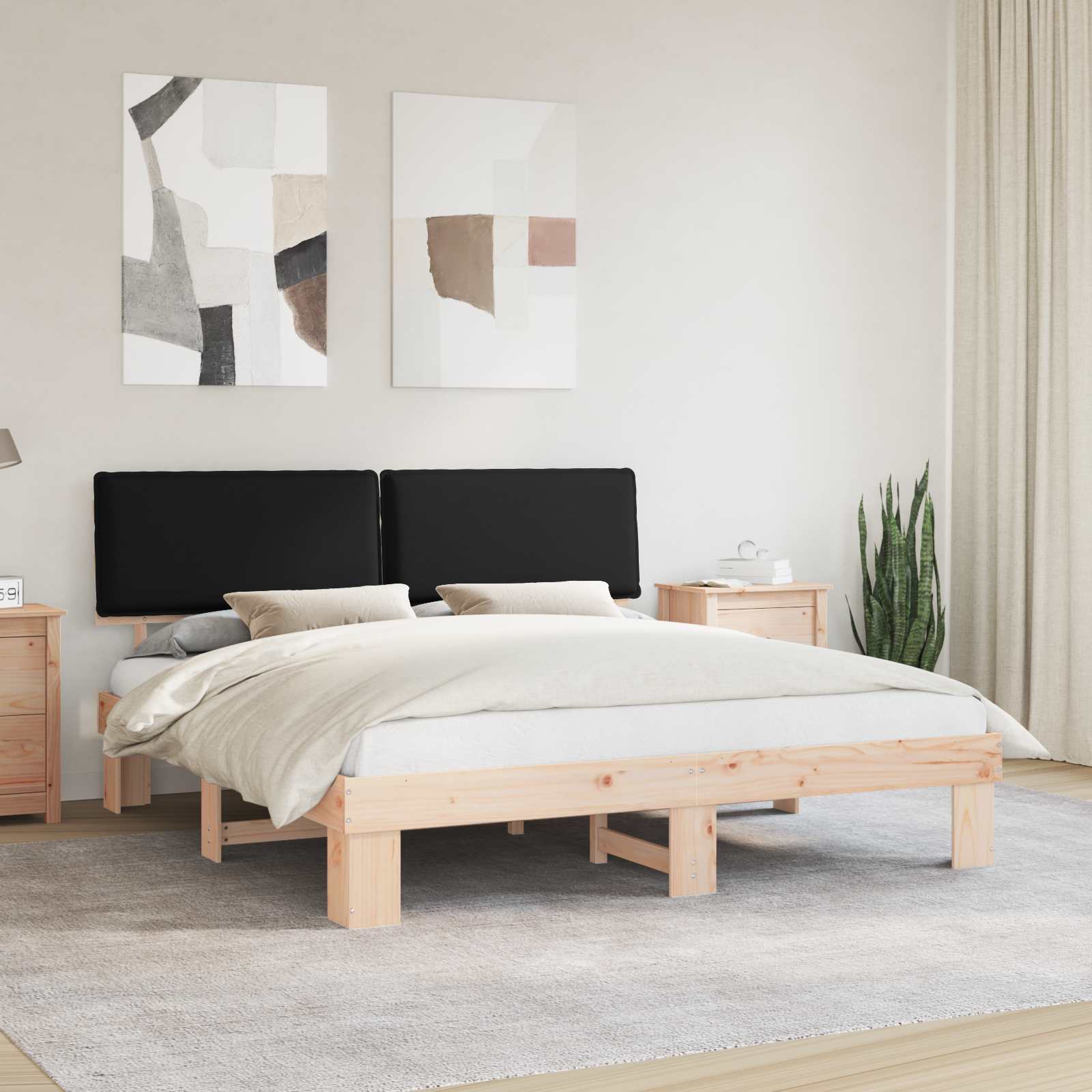 Krevetni okvir s tapiciranim uzglavljem Crna 200 x 200 cm