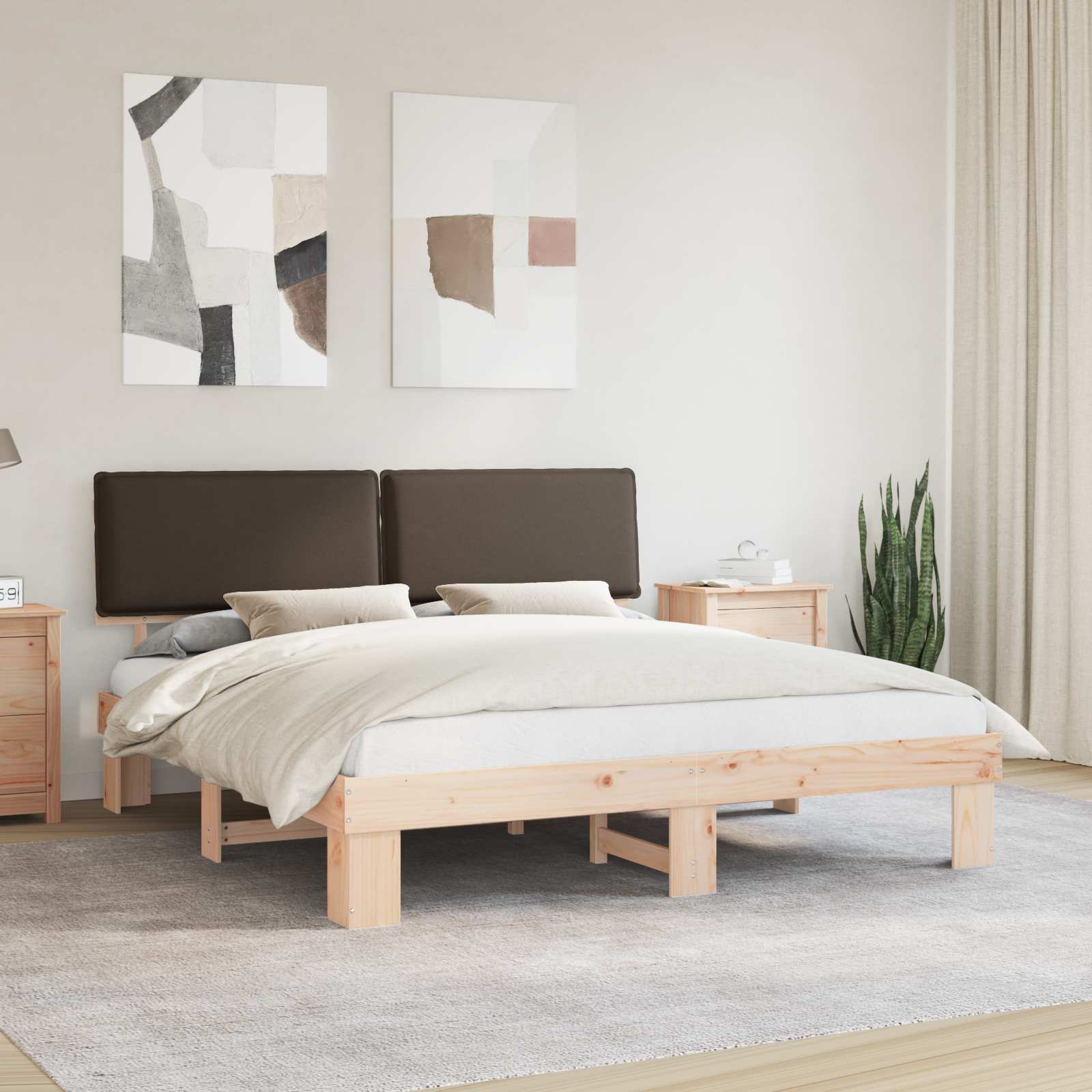 Krevetni okvir s tapiciranim uzglavljem Sivo-smeđa 200 x 200 cm