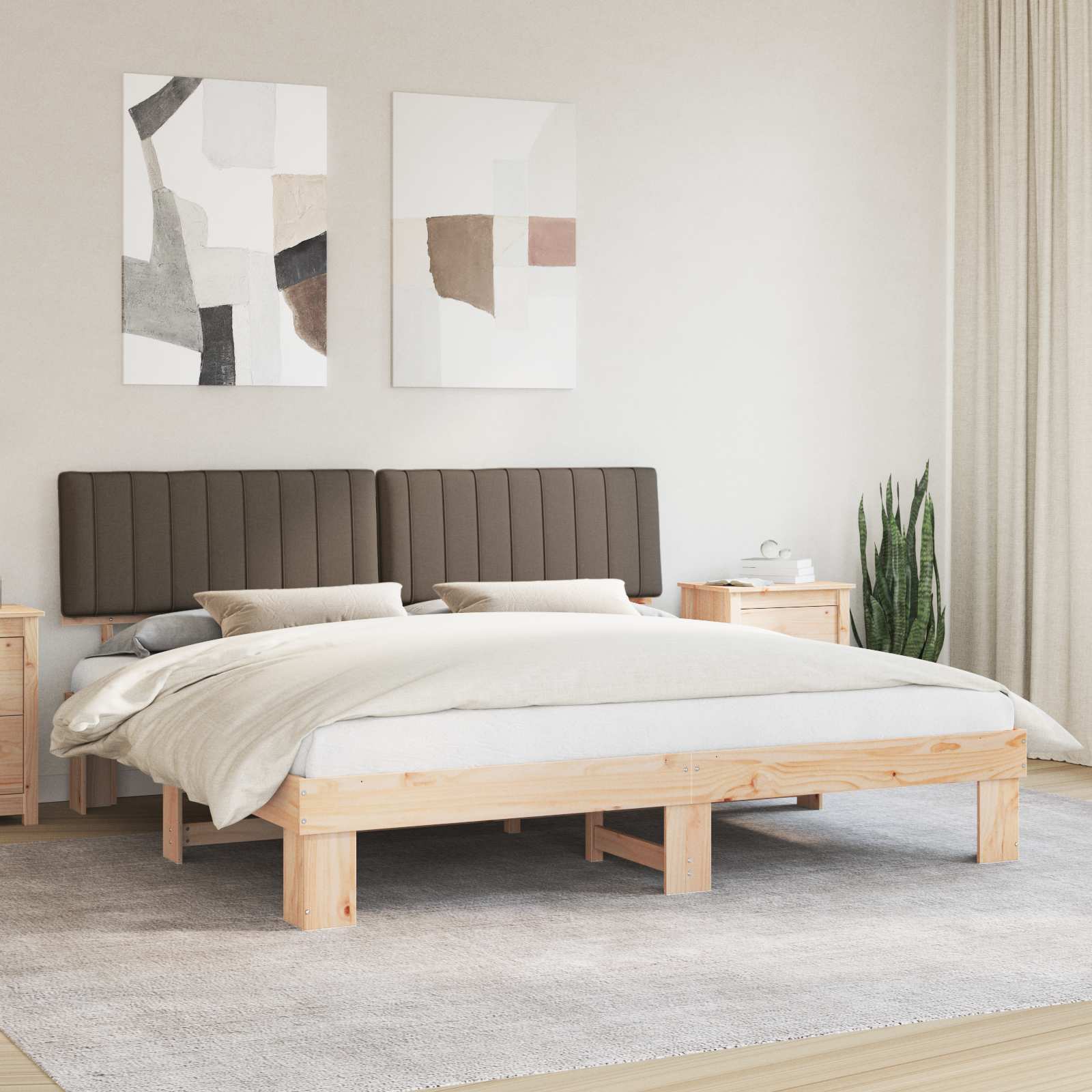 Krevetni okvir s tapiciranim uzglavljem Sivo-smeđa 200 x 200 cm