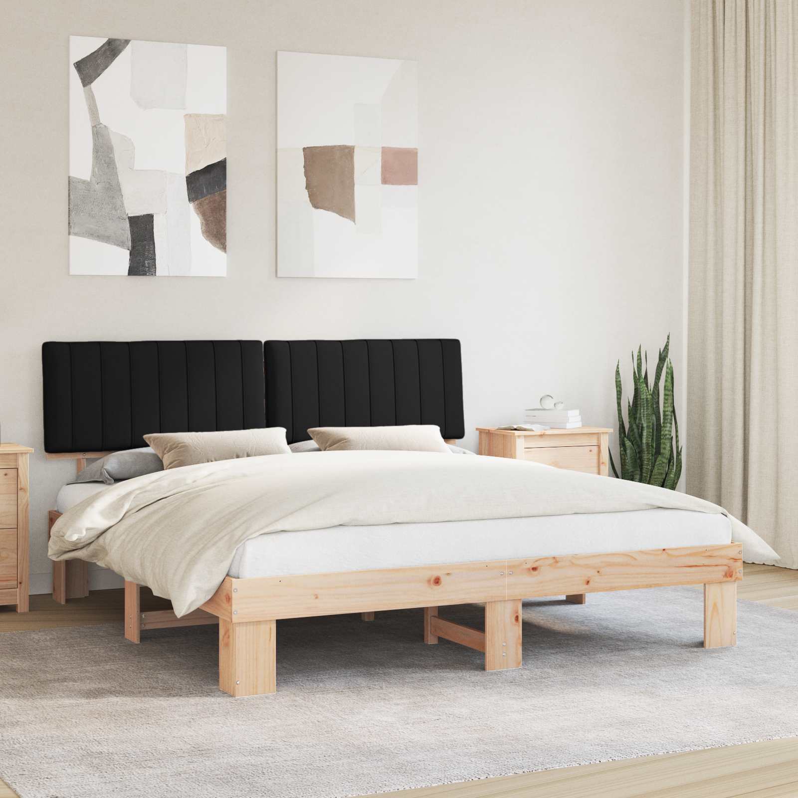 Krevetni okvir s tapiciranim uzglavljem Crna 180 x 200 cm