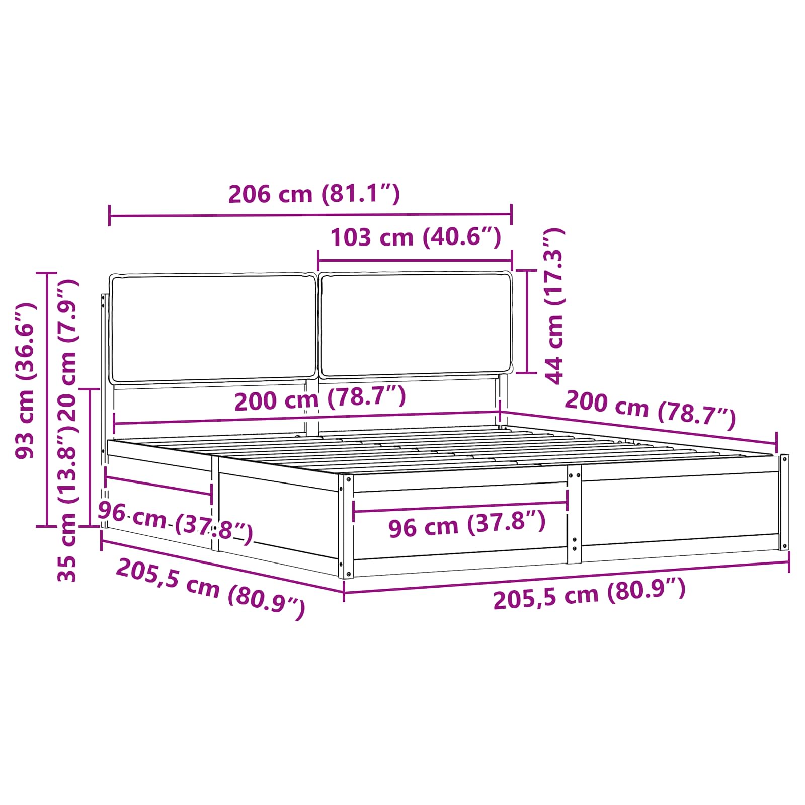 Krevetni okvir s tapiciranim uzglavljem Sivo-smeđa 200 x 200 cm