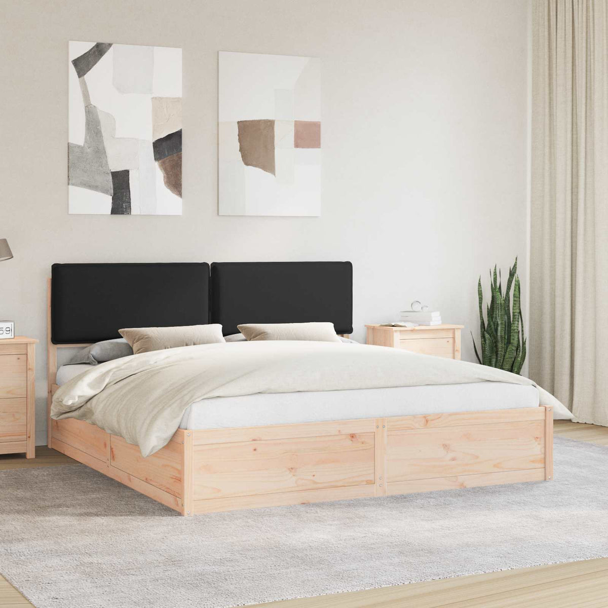 Krevetni okvir s tapiciranim uzglavljem Crna 180 x 200 cm