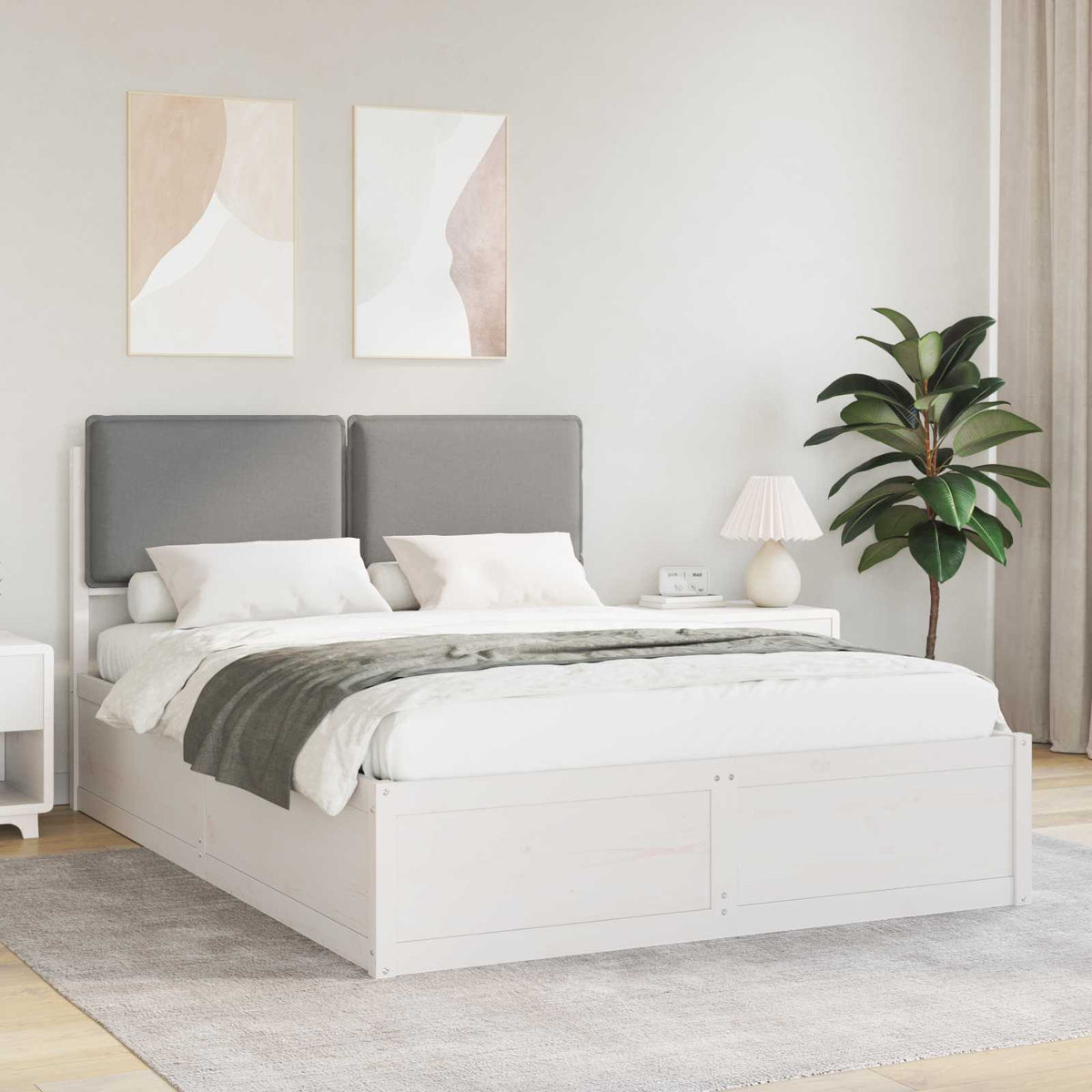 Krevetni okvir s tapiciranim uzglavljem Svijetlo siva Svjetlosiva 135 x 190 cm