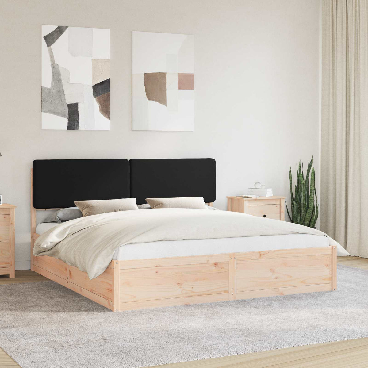 Krevetni okvir s tapiciranim uzglavljem Crna 200 x 200 cm