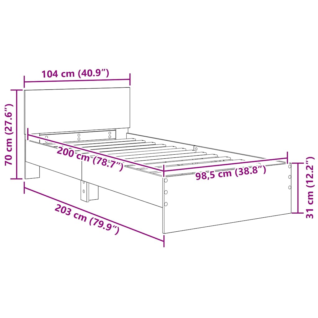 Krevetna konstrukcija Crni hrast 100 x 200 cm Konstruirano drvo