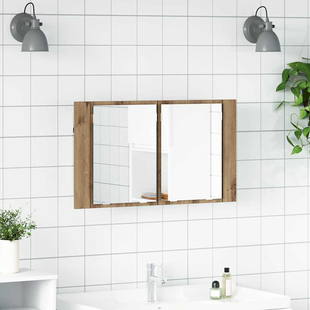 Kupaonski ormar s ogledalom Umjetnički hrast 80 x 12 x 45 cm