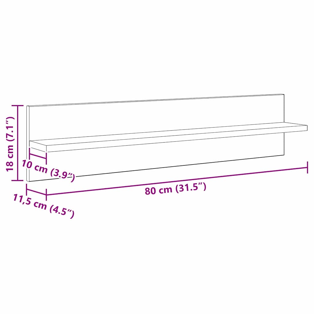 Police na zidu s policom 4 pcs Staro drvo 80 x 11,5 x 18 cm