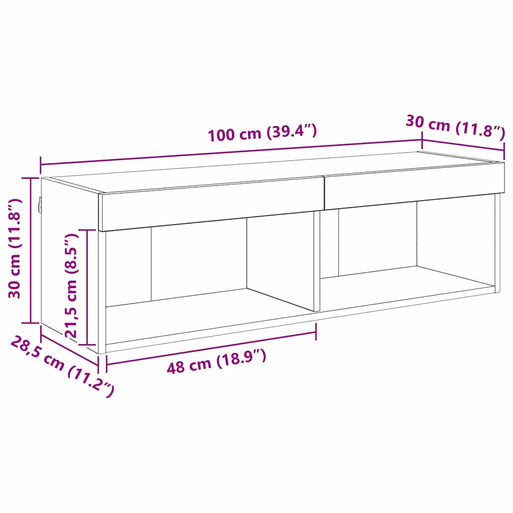 Set TV komoda Staro drvo 100 x 30 x 30 cm Konstruirano drvo