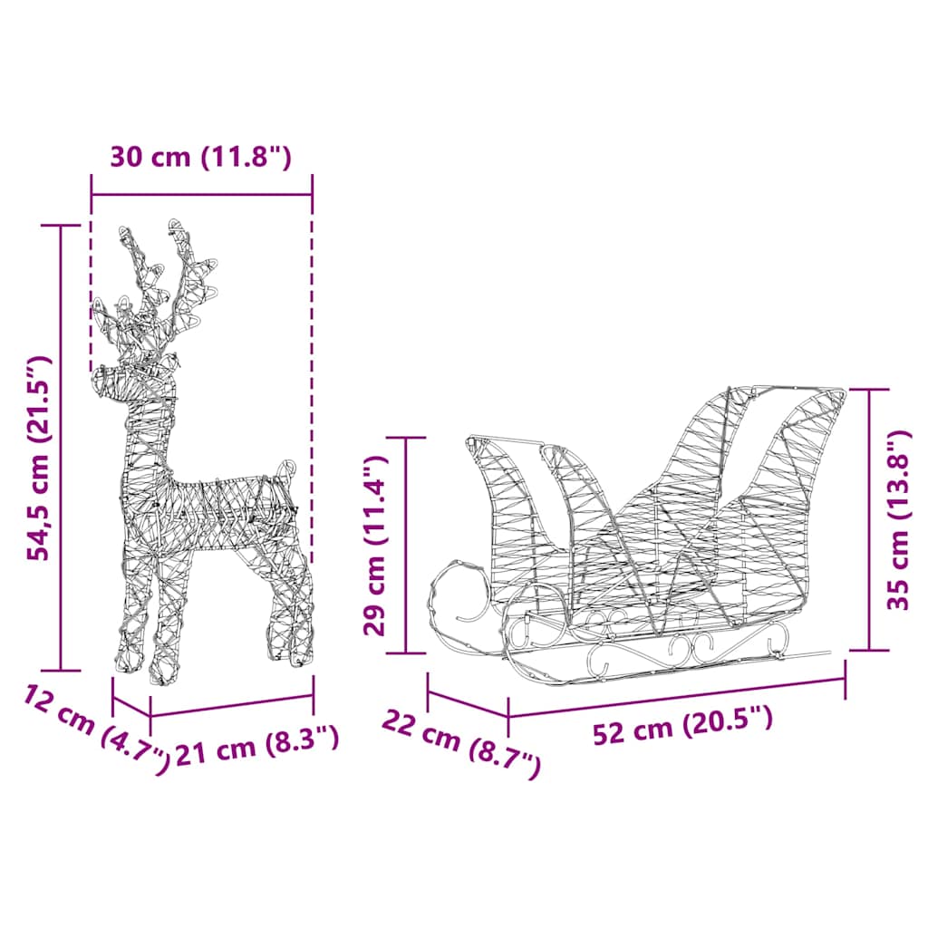 Reindeer vuče saonice Topla bijela 30 x 12 x 54,5 cm PET