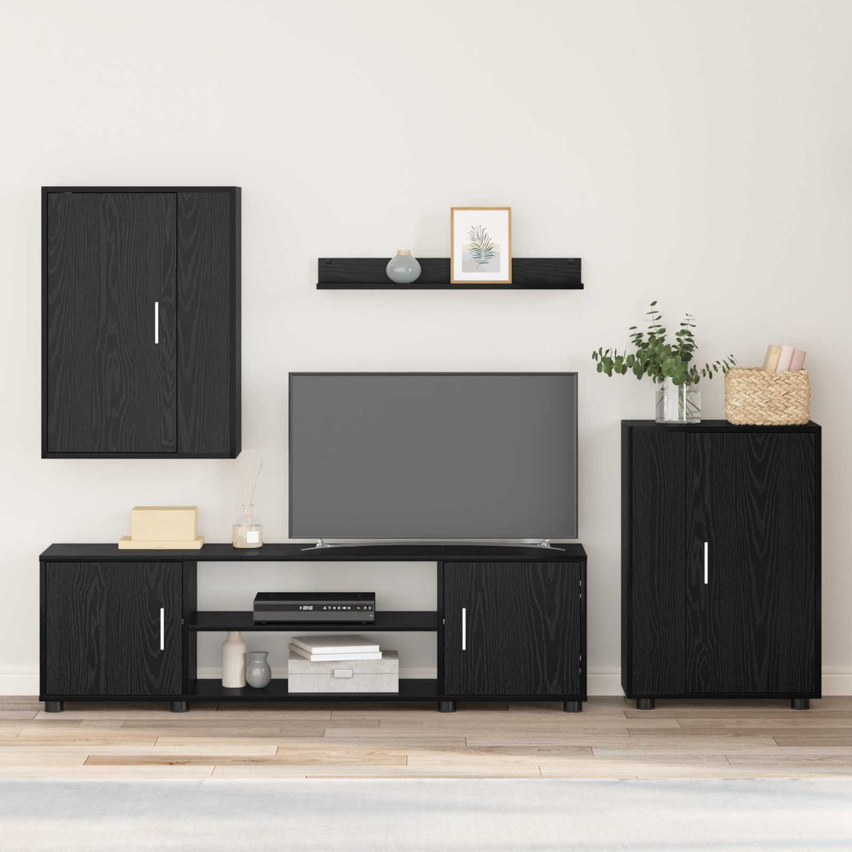 Set TV komoda Crni hrast Konstruirano drvo