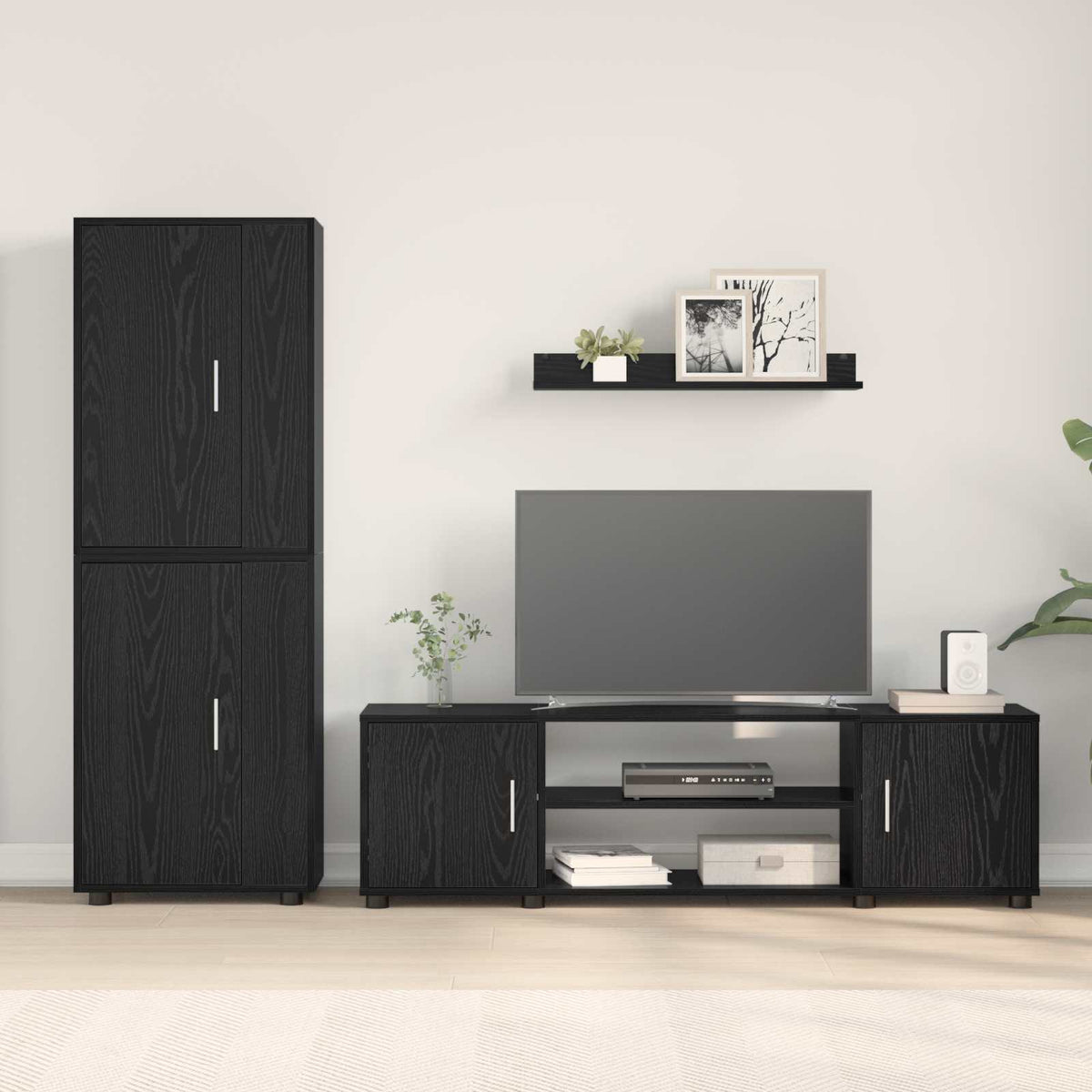 Set TV komoda Crni hrast Konstruirano drvo