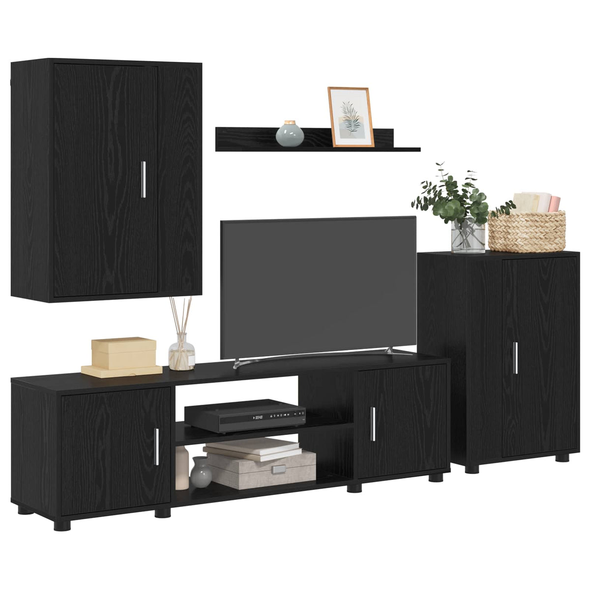 Set TV komoda Crni hrast Konstruirano drvo