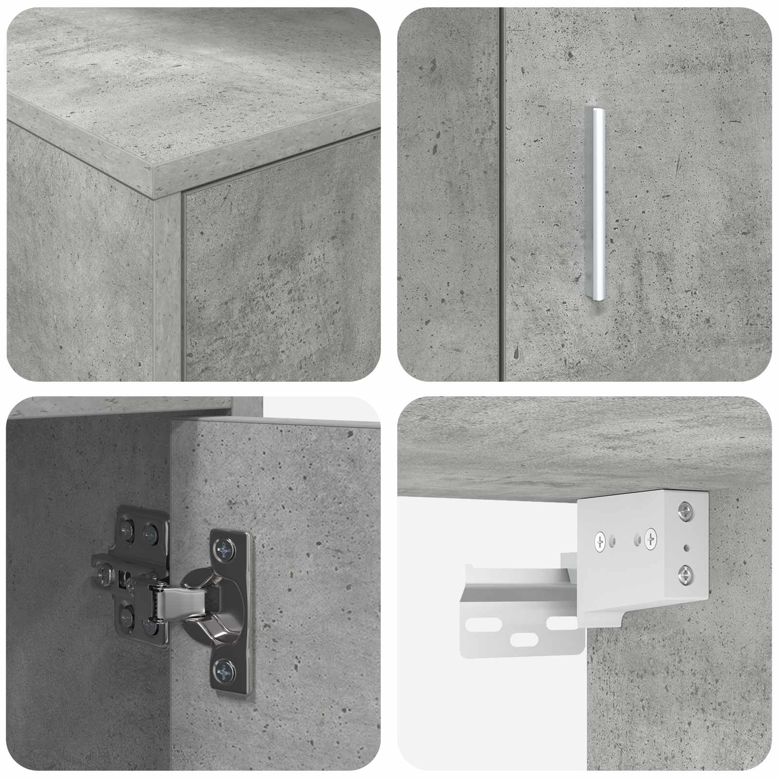 Set TV komoda Zidne 4 pcs Betonski sivi Konstruirano drvo