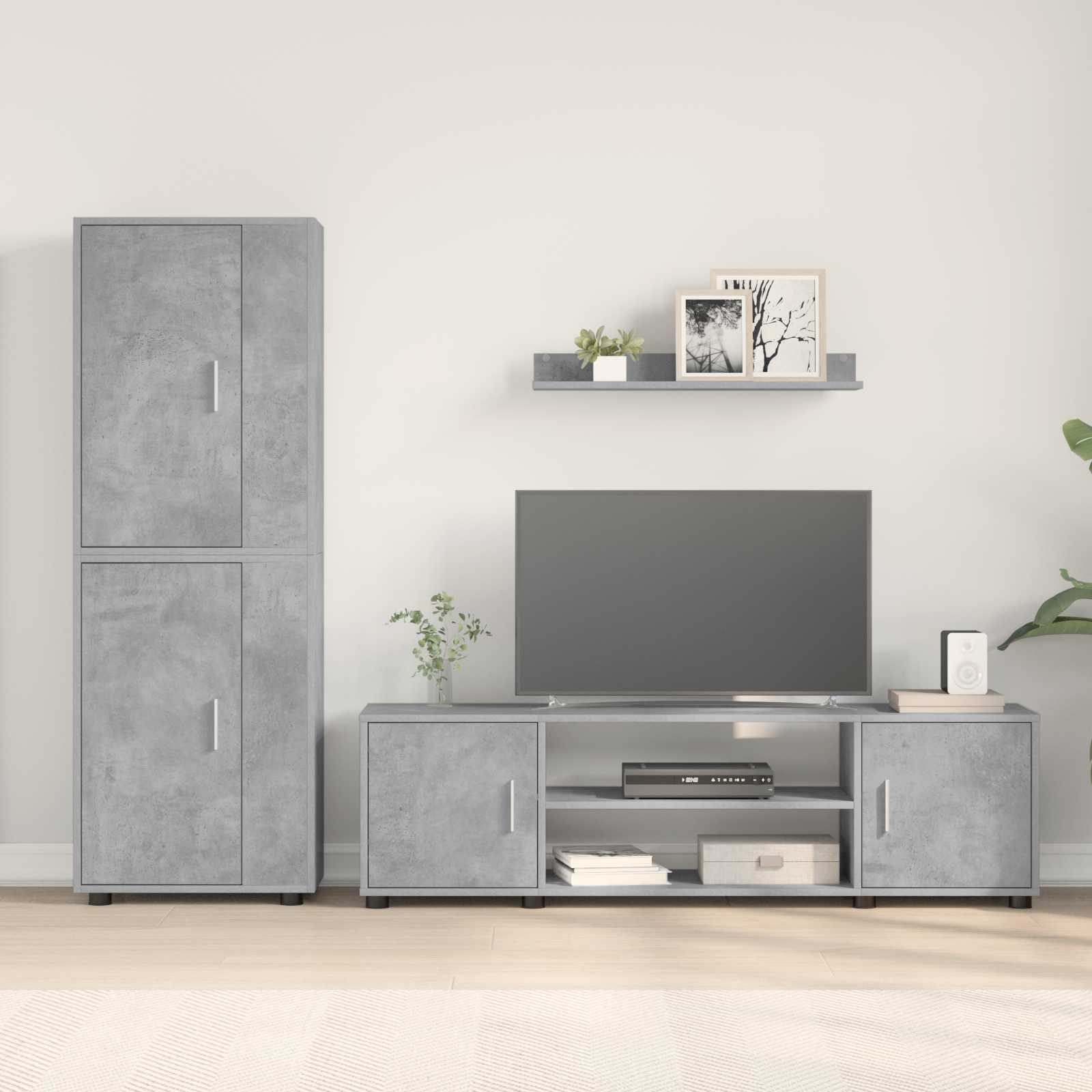 Set TV komoda Zidne 4 pcs Betonski sivi Konstruirano drvo