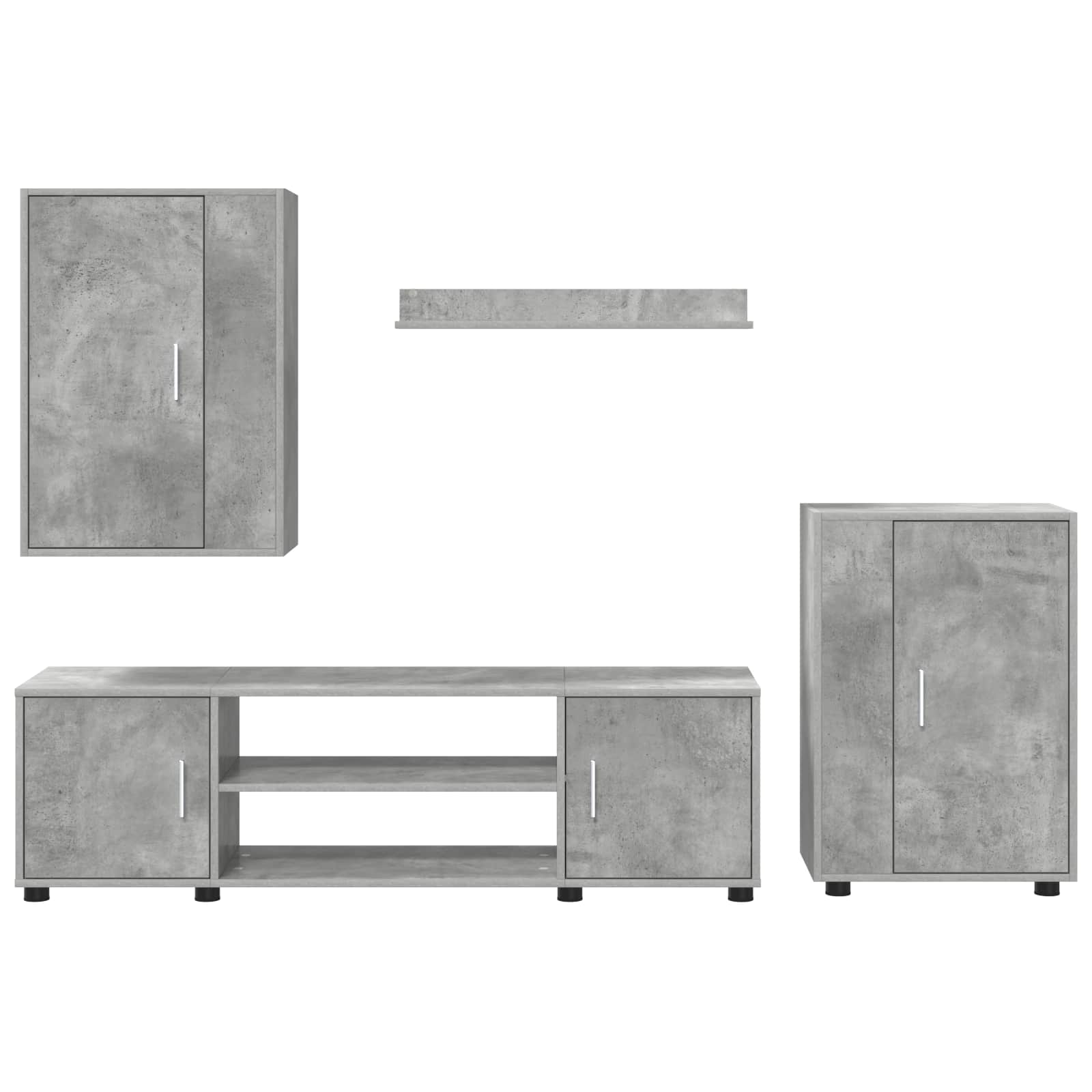 Set TV komoda Zidne 4 pcs Betonski sivi Konstruirano drvo