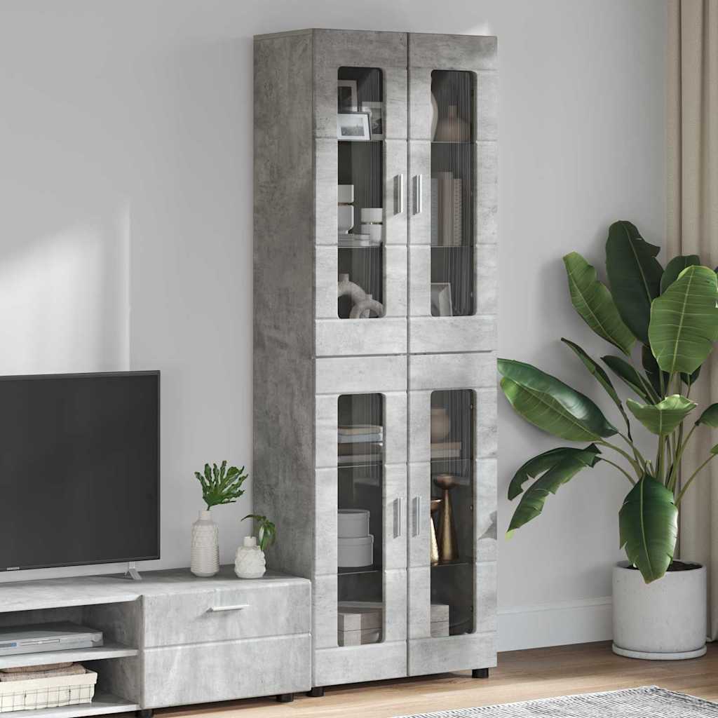 Highboard s policom FLORIN Betonski sivi 60 x 35 x 182 cm