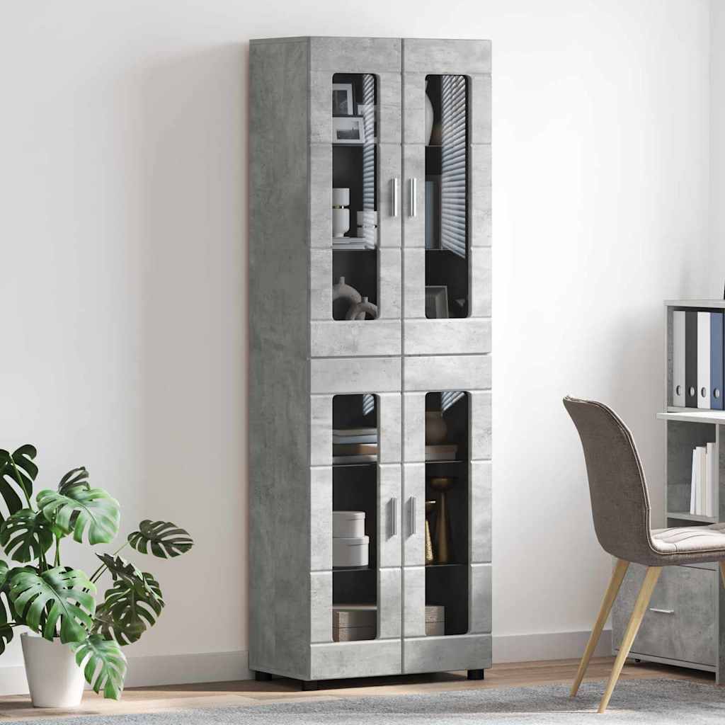 Highboard s policom FLORIN Betonski sivi 60 x 35 x 182 cm