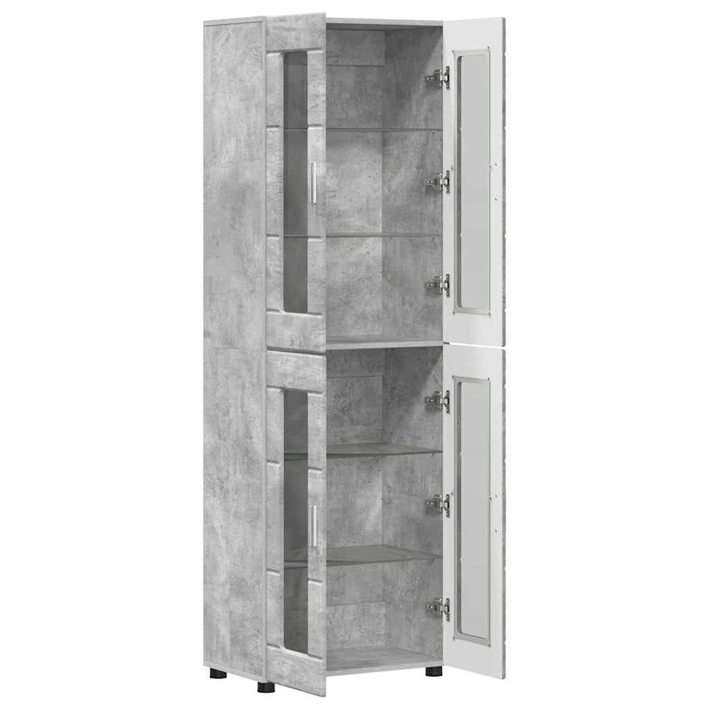 Highboard s policom FLORIN Betonski sivi 60 x 35 x 182 cm