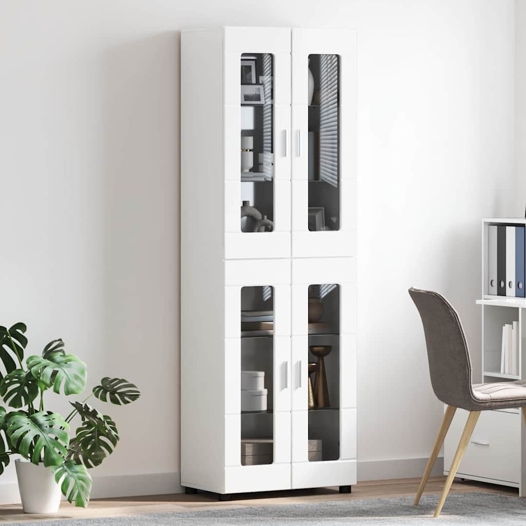 Highboard s policom FLORIN Visoki sjaj bijela 60 x 35 x 182 cm