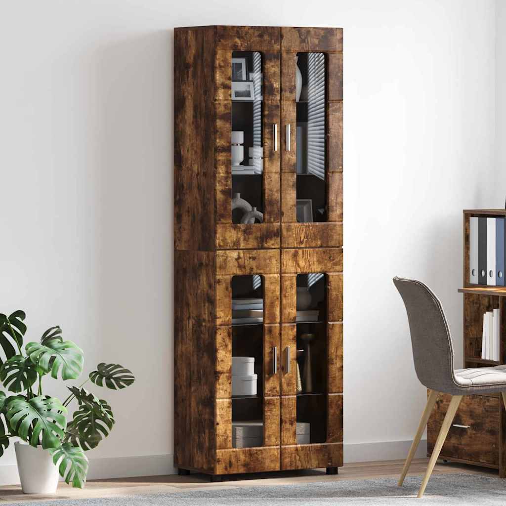 Highboard s policom FLORIN Dimljeni hrast 60 x 35 x 182 cm