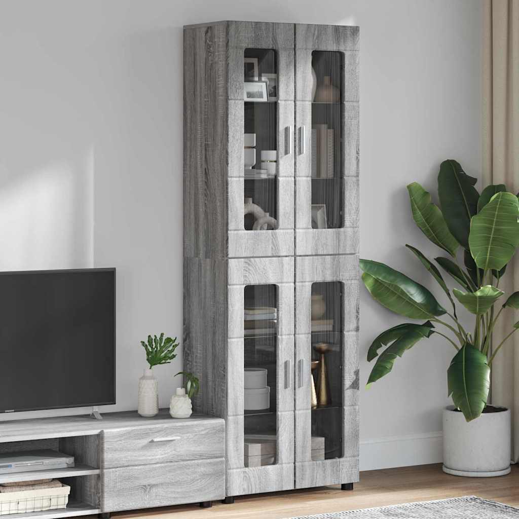Highboard FLORIN Siva Sonoma 60 x 35 x 182 cm Konstruirano drvo