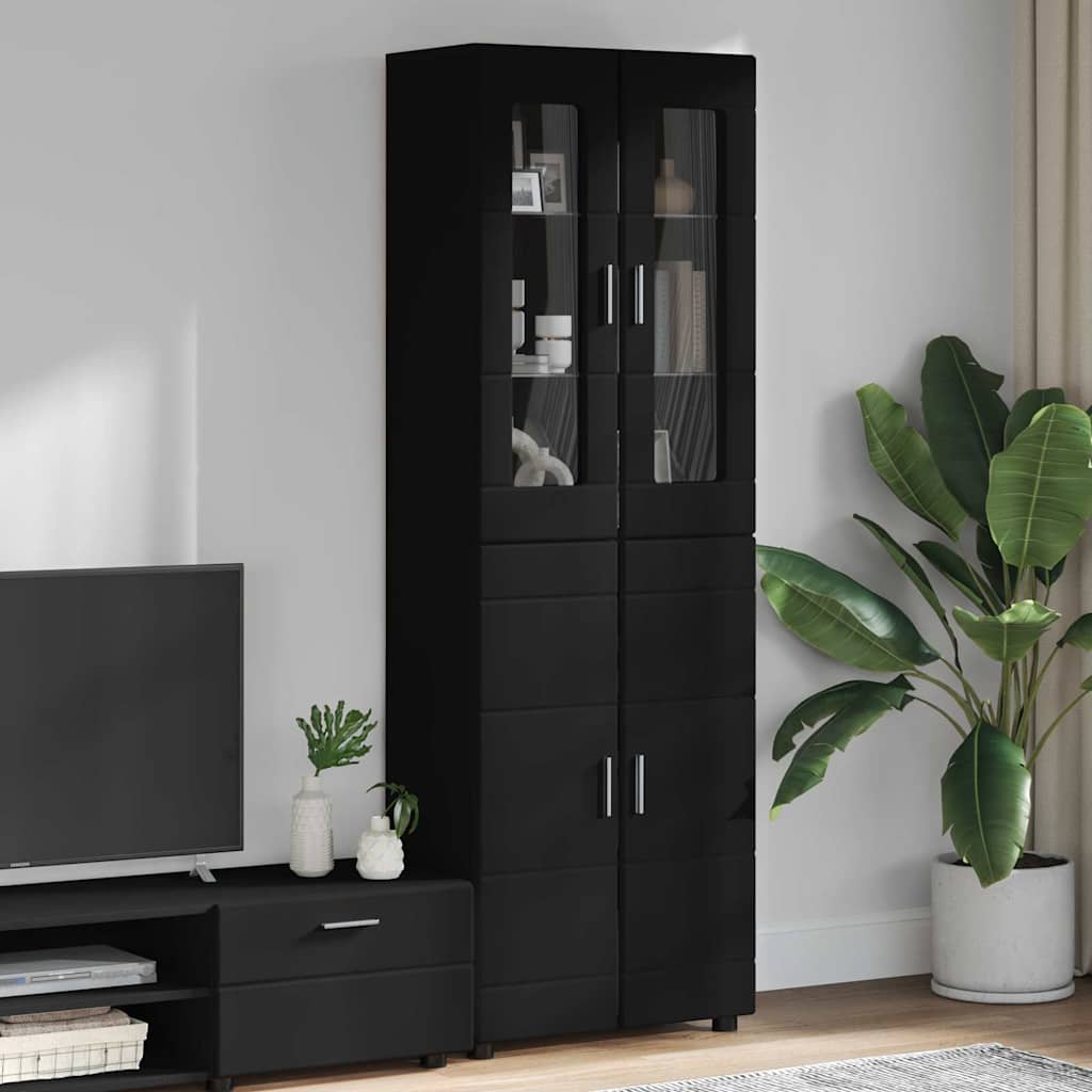 Highboard FLORIN Crna 60 x 35 x 182 cm Konstruirano drvo