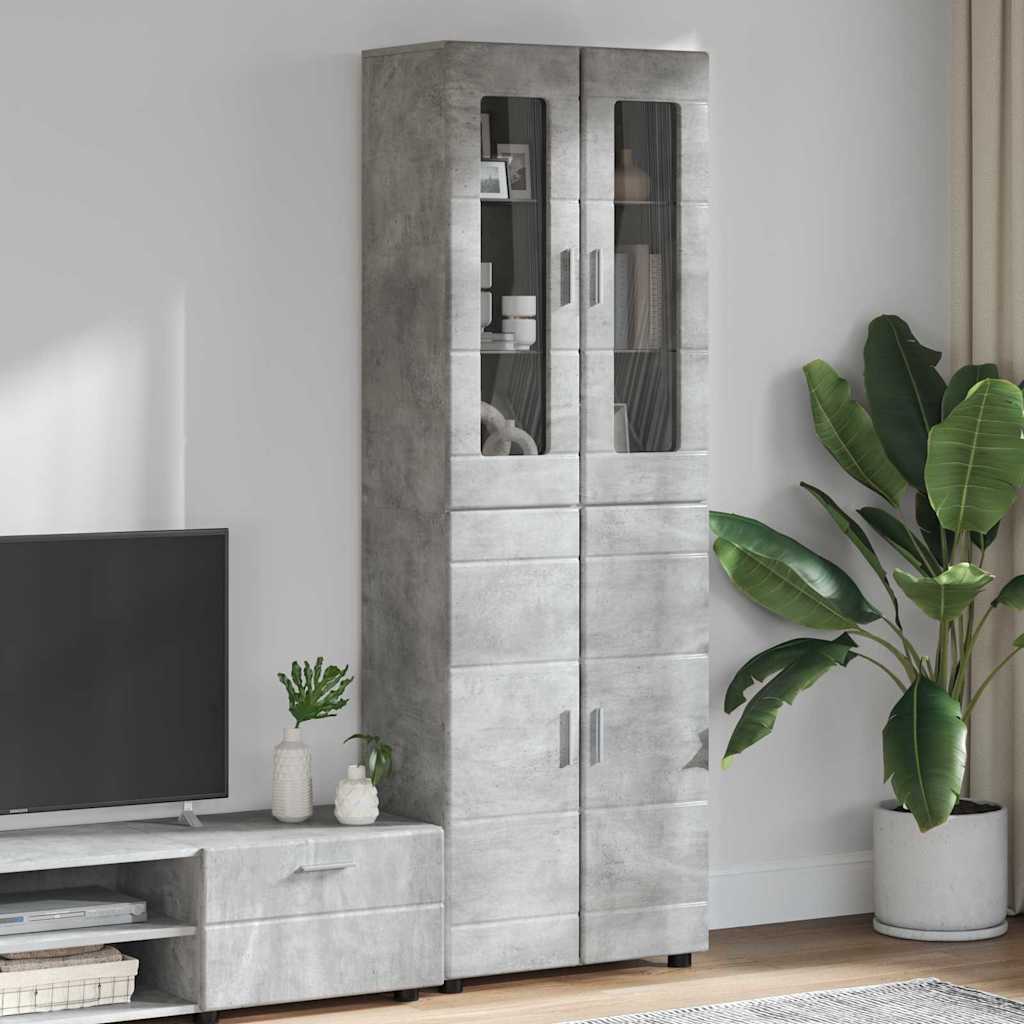 Highboard s policom FLORIN Betonski sivi 60 x 35 x 182 cm