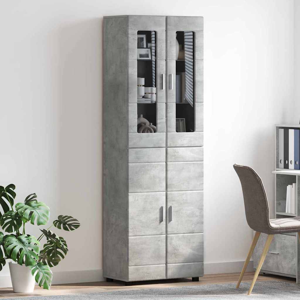 Highboard s policom FLORIN Betonski sivi 60 x 35 x 182 cm