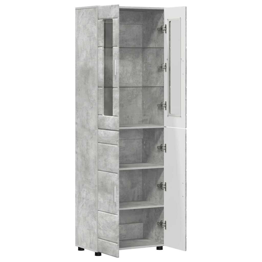 Highboard s policom FLORIN Betonski sivi 60 x 35 x 182 cm