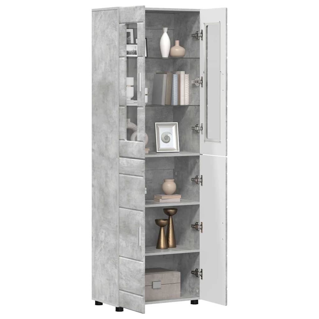 Highboard s policom FLORIN Betonski sivi 60 x 35 x 182 cm