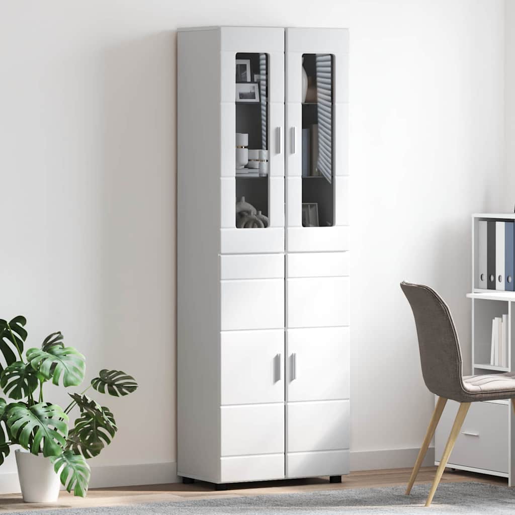 Highboard s policom FLORIN Visoki sjaj bijela 60 x 35 x 182 cm
