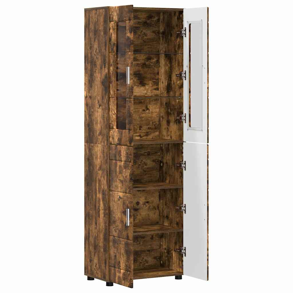 Highboard s policom FLORIN Dimljeni hrast 60 x 35 x 182 cm