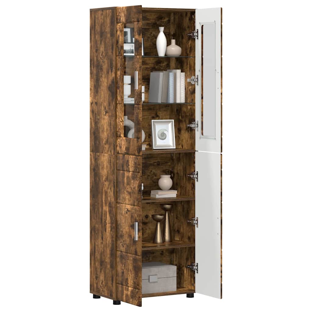 Highboard s policom FLORIN Dimljeni hrast 60 x 35 x 182 cm