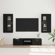 Set TV komoda s ladicama FLORIN 3 pcs Crna Konstruirano drvo