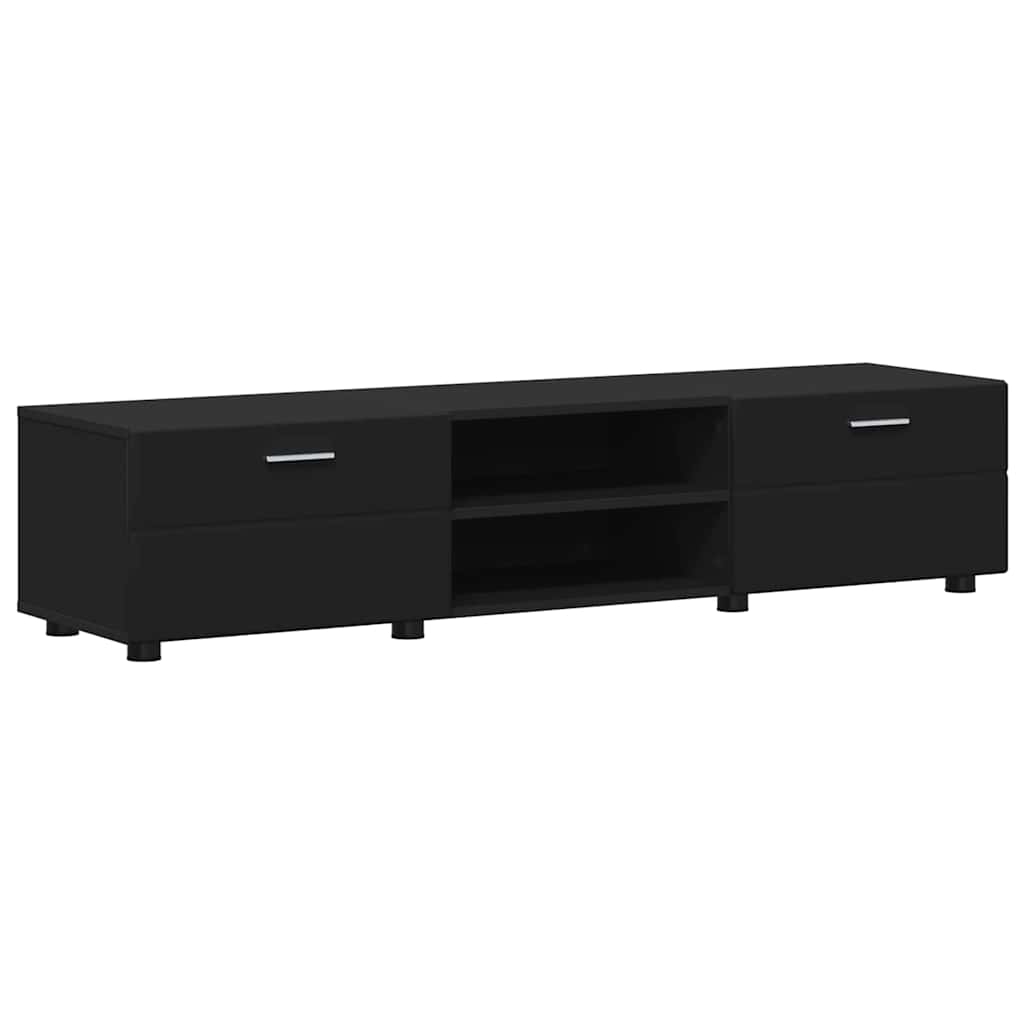 Set TV komoda s ladicama FLORIN 3 pcs Crna Konstruirano drvo