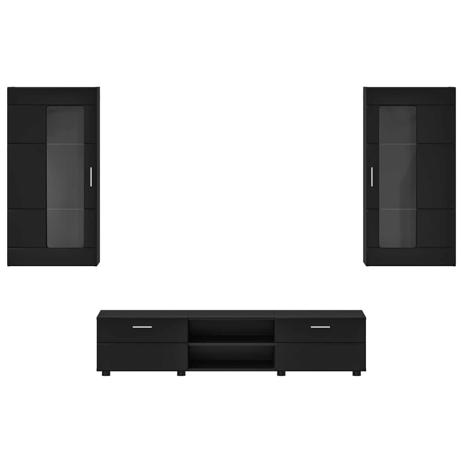 Set TV komoda s ladicama FLORIN 3 pcs Crna Konstruirano drvo