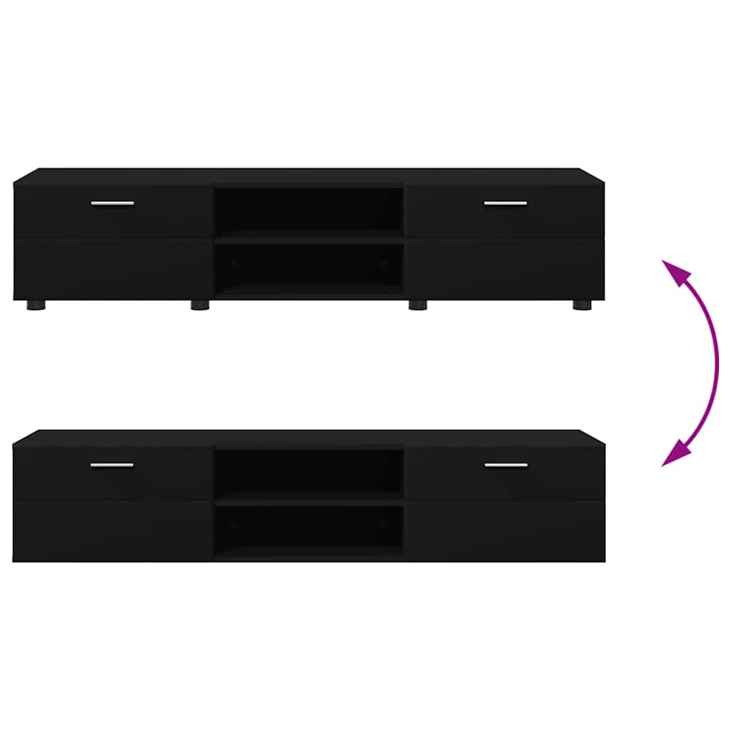 Set TV komoda s ladicama FLORIN 3 pcs Crna Konstruirano drvo