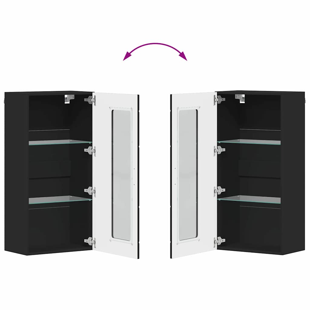 Set TV komoda s ladicama FLORIN 3 pcs Crna Konstruirano drvo