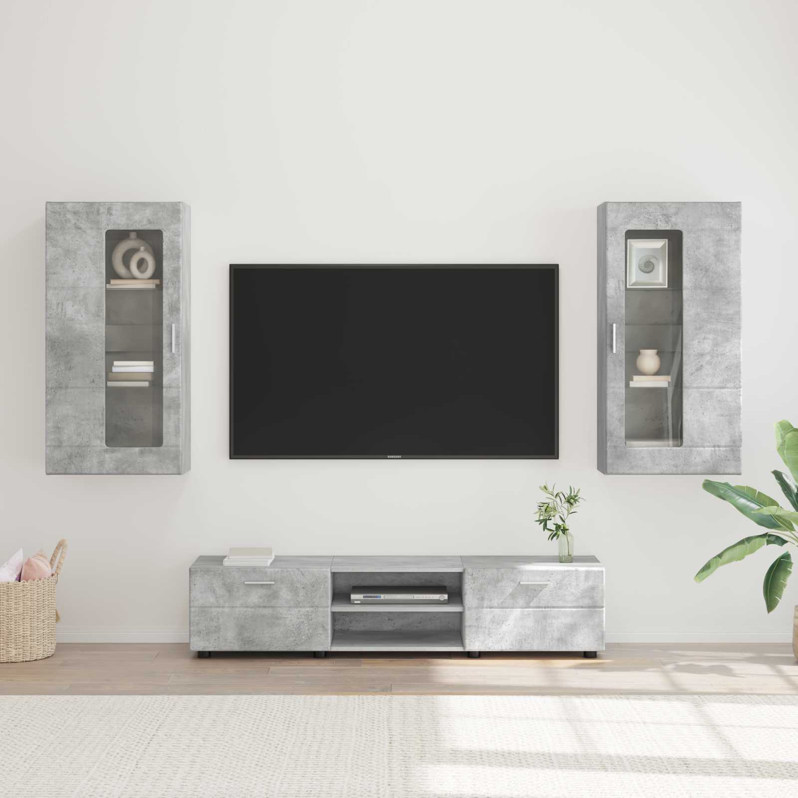 Set TV komoda FLORIN 3 pcs Betonski sivi Konstruirano drvo