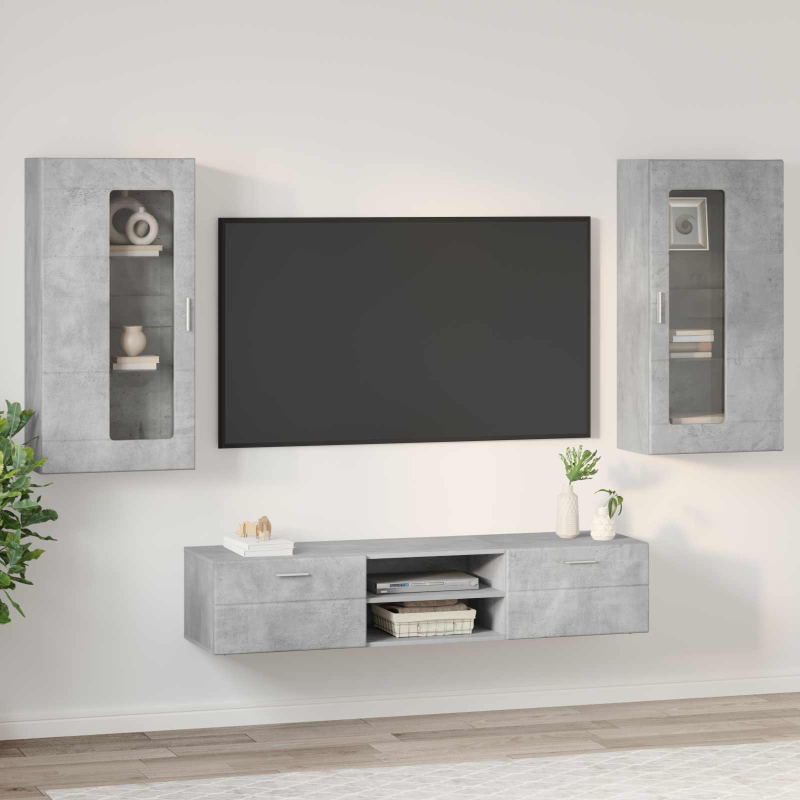 Set TV komoda FLORIN 3 pcs Betonski sivi Konstruirano drvo
