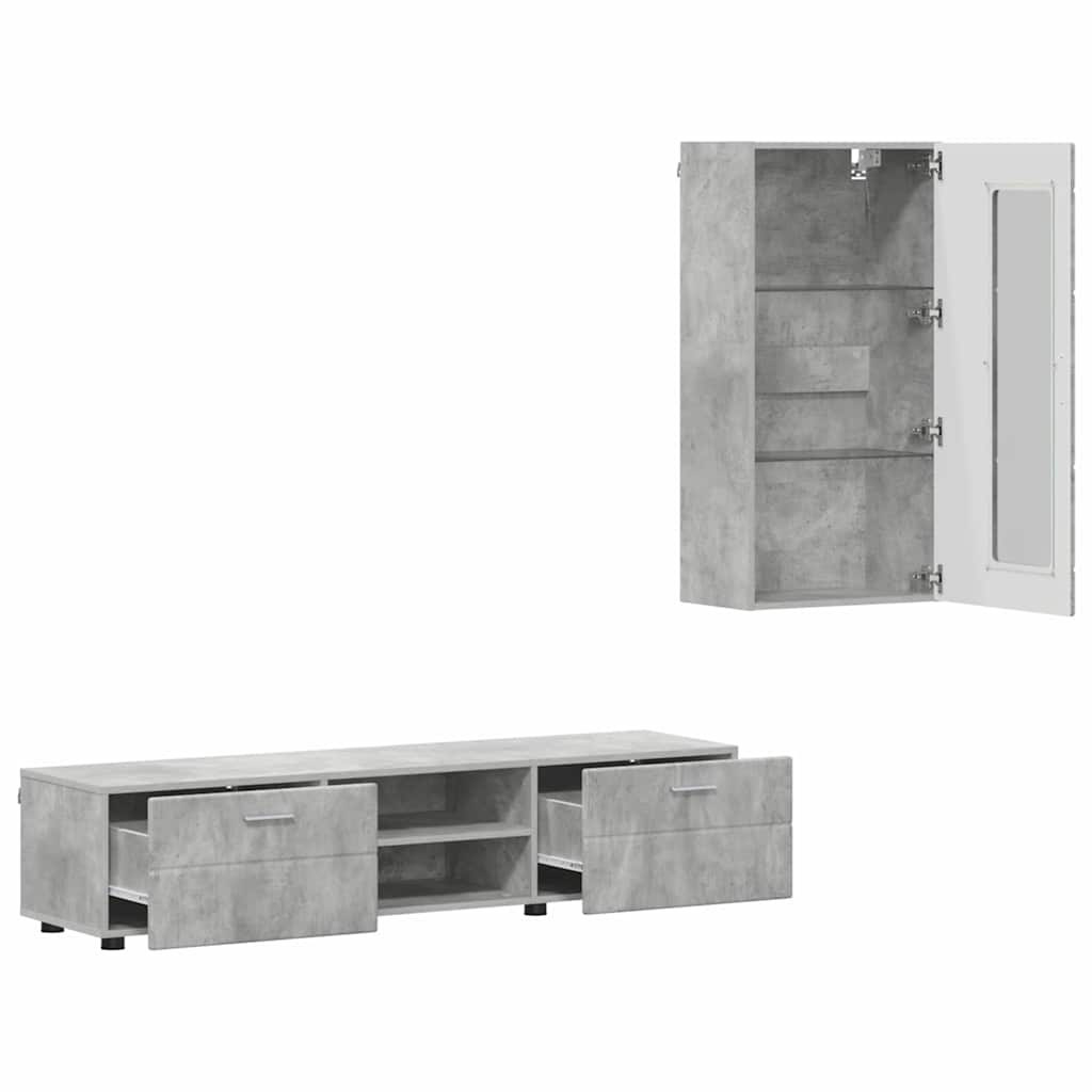 Set TV komoda FLORIN 3 pcs Betonski sivi Konstruirano drvo