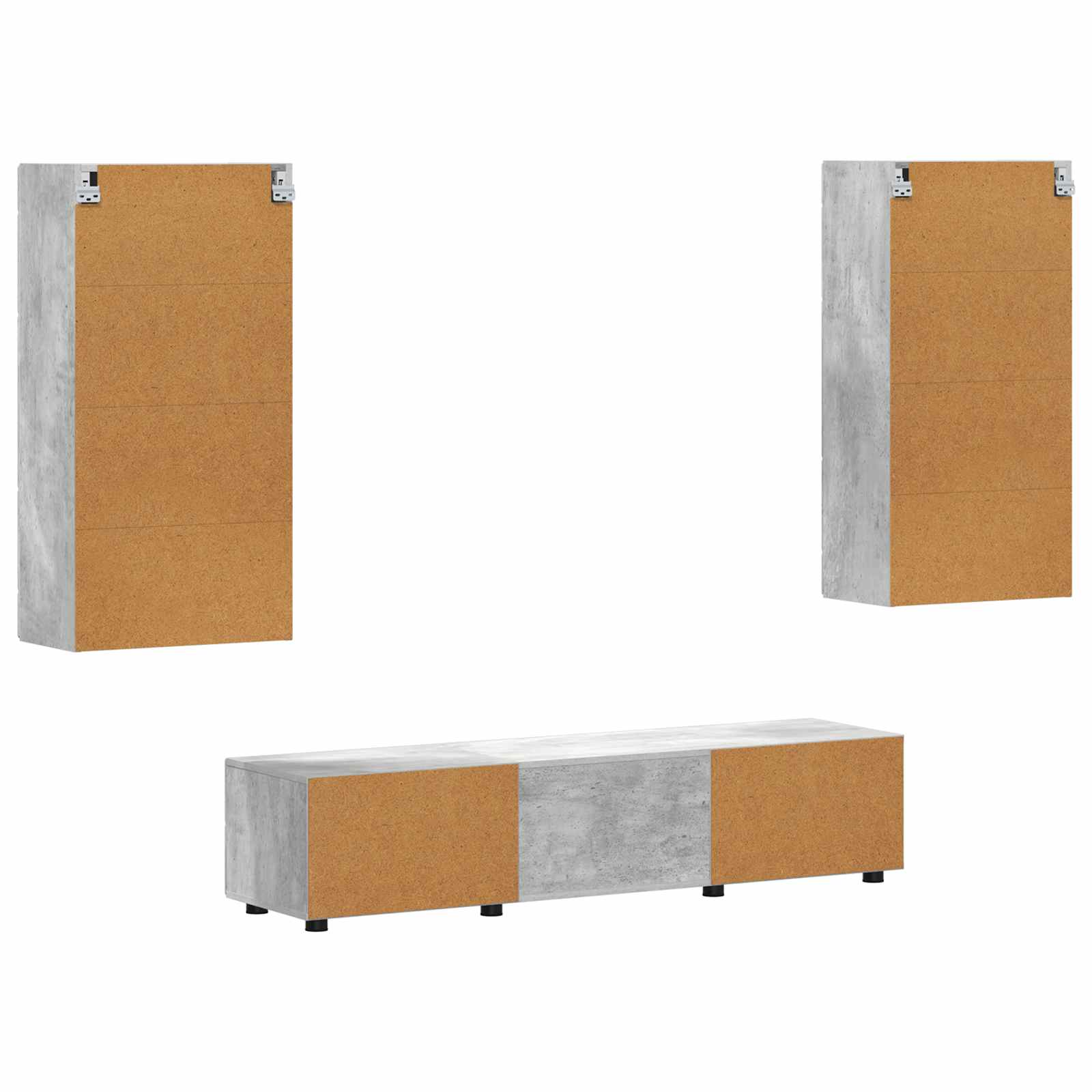 Set TV komoda FLORIN 3 pcs Betonski sivi Konstruirano drvo