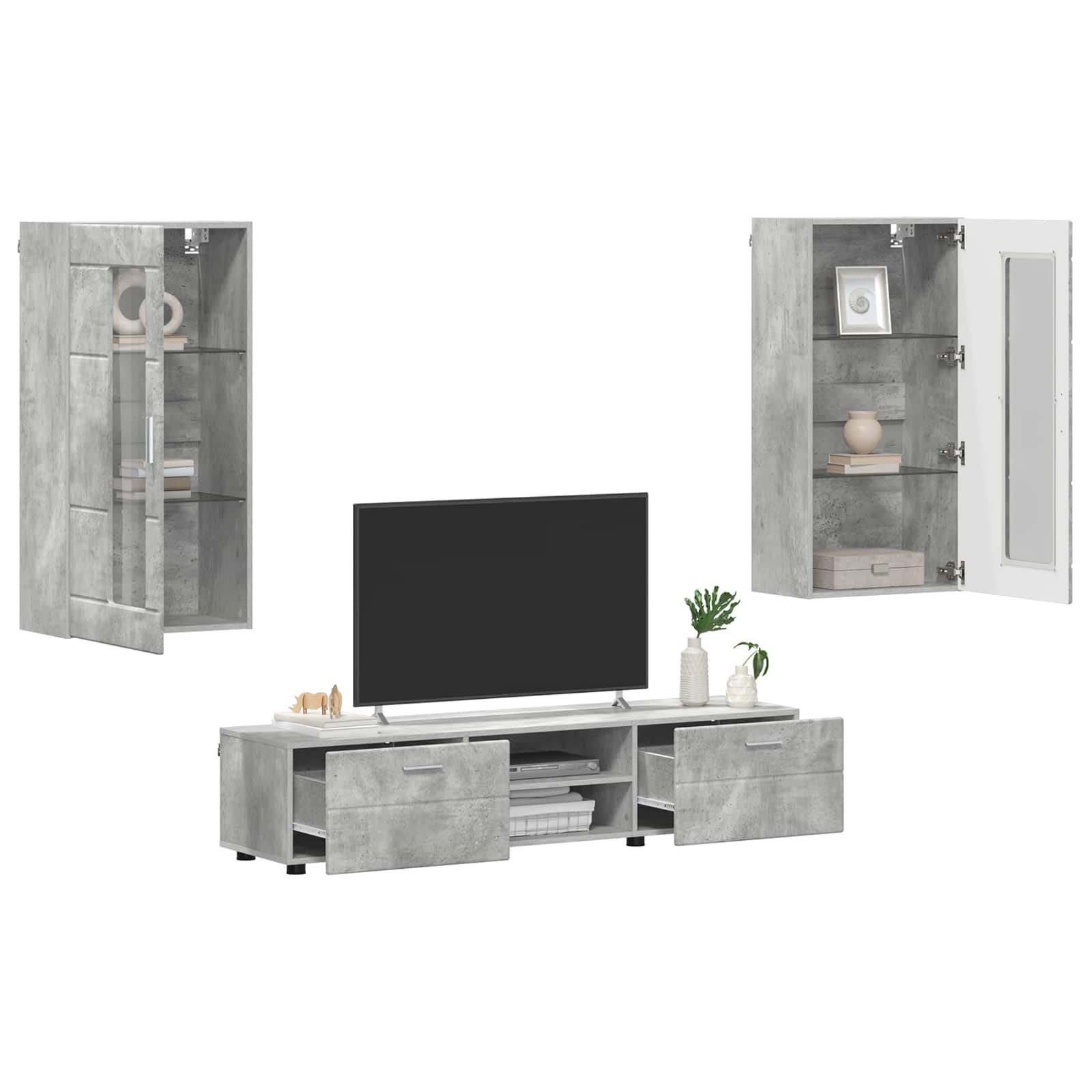 Set TV komoda FLORIN 3 pcs Betonski sivi Konstruirano drvo