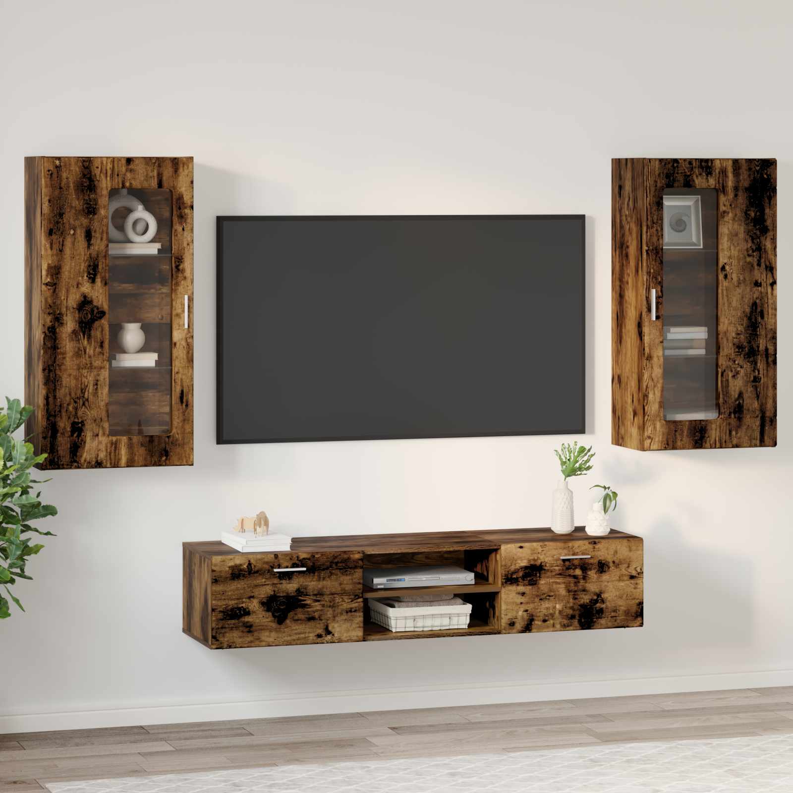 Set TV komoda FLORIN 3 pcs Dimljeni hrast Konstruirano drvo