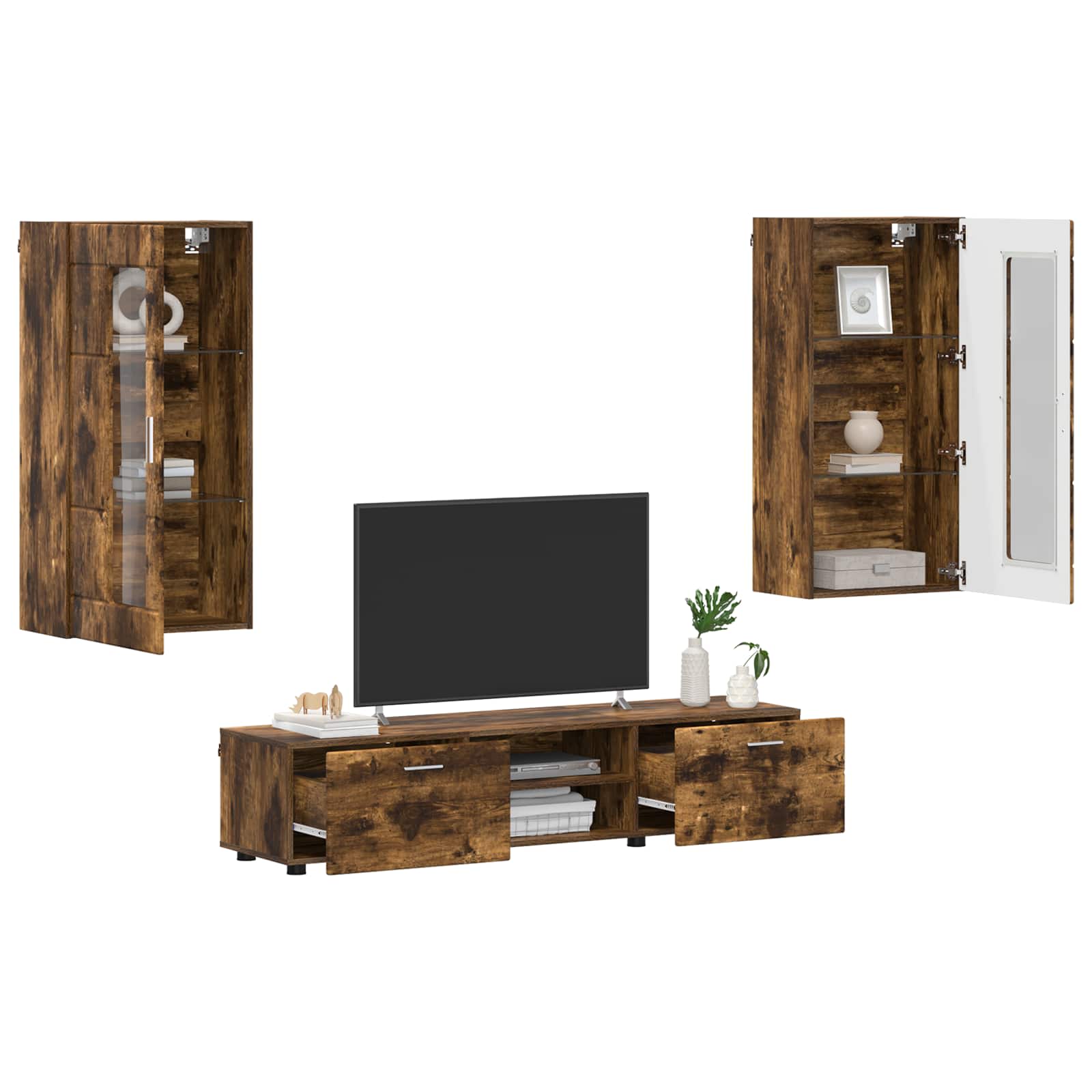 Set TV komoda FLORIN 3 pcs Dimljeni hrast Konstruirano drvo
